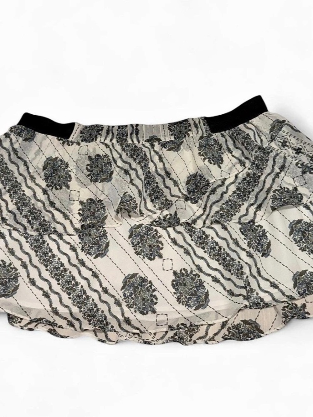 Zara Basic Floral Mini Skirt in cream, blue green & Black Size Large